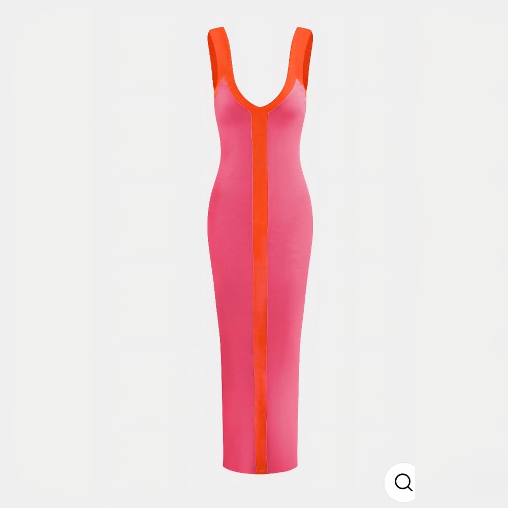 Elegant Pink and Orange Maxi Dress